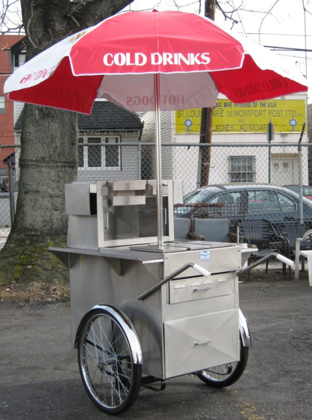 Hot Dog Vendor Cart Concession Umbrella Red & White 
